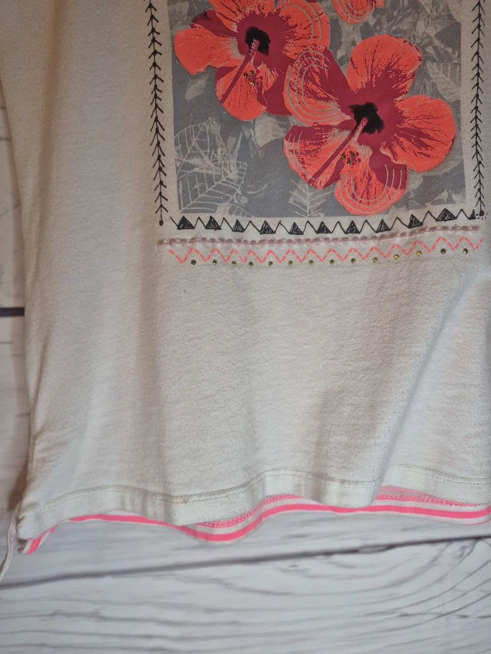 OshKosh B'gosh White Tee with Pink Floral Print